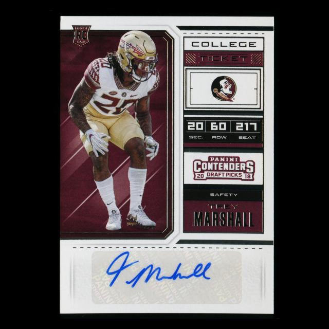 Trey Marshall RC 2018 Contenders Draft Picks Rookie Auto Seinoles/Broncos