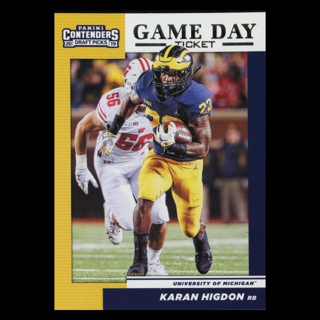 Karan Higdon 2019 Contender Draft Picks Game Day Ticket Wolverines
