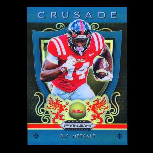 D.K. Metcalf 2019 Prizm Draft Picks Blue Crusade Rebels