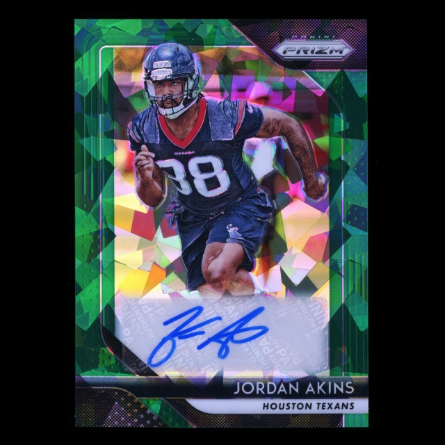 Jordan Akins 2018 Prizm Green Crystals Rookie Auto Texans 57/75
