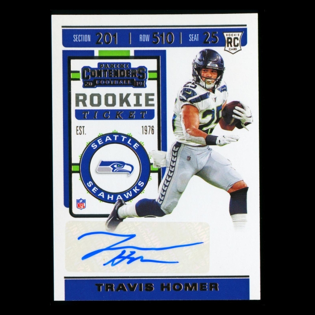 Travis Homer RC 2019 Contender Rookie Ticket Auto Seahawks