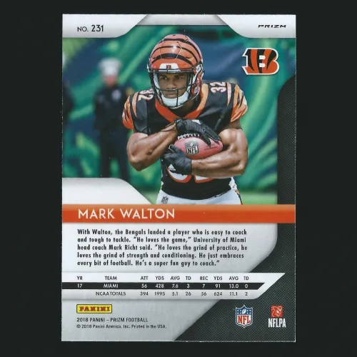 Mark Walton RC 2018 Prizm Green Pulsar Rookie Bengals