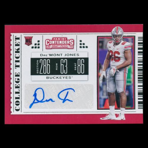 Dre'Mont Jones RC 2019 Contenders Draft Picks Rookie Buckeyes/Broncos