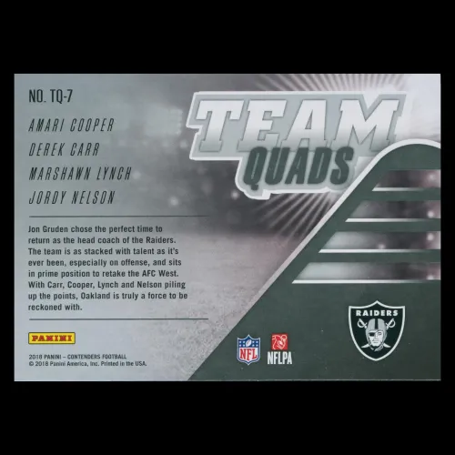 Amari Cooper | Derek Carr | Marshawn Lynch | Jordy Nelson 2018 Contenders Team Quad Raiders