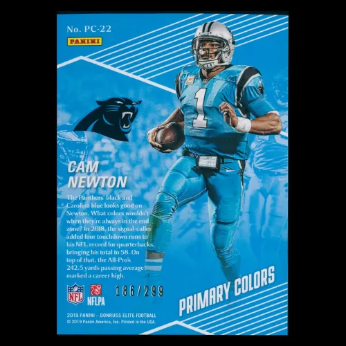 Cam Newton 2019 Elite Primary Colors Panthers 186/299