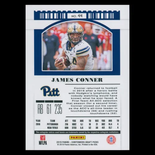 James Conner 2019 Contenders Draft Picks Blue Foil Panthers/Steelers