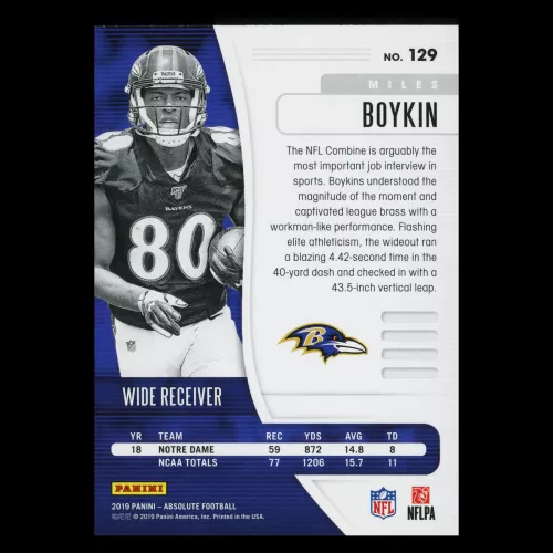 Miles Boykin RC 2019 Absolute Rookie Ravens