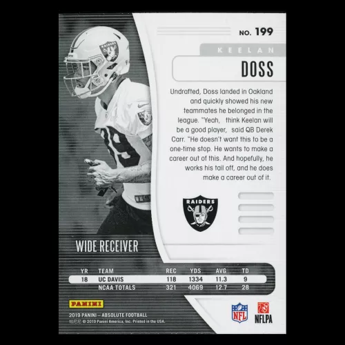 Keelan Doss RC 2019 Absolute Rookie Raiders