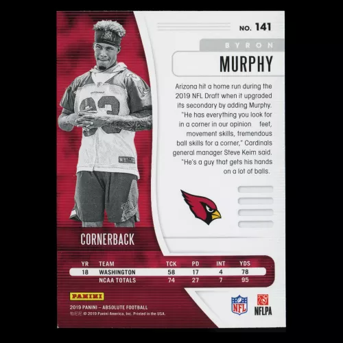 Byron Murphy RC 2019 Absolute Rookie Cardinals