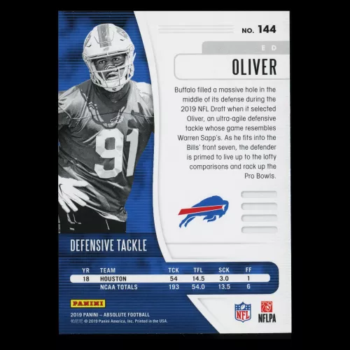 Ed Oliver RC 2019 Absolute Rookie Bills