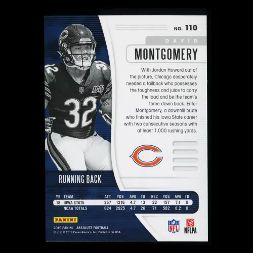 David Montgomery RC 2019 Absolute Rookie Bears