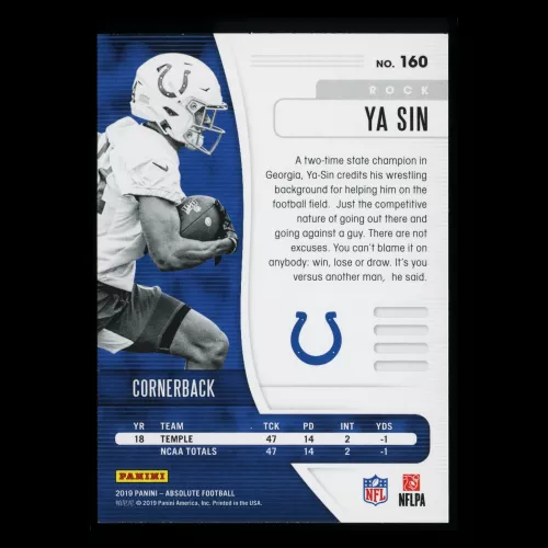 Rock Ya-Sin RC 2019 Absolute Rookie Colts