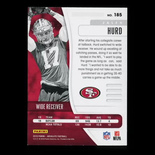 Jalen Hurd RC 2019 Absolute Rookie 49ers