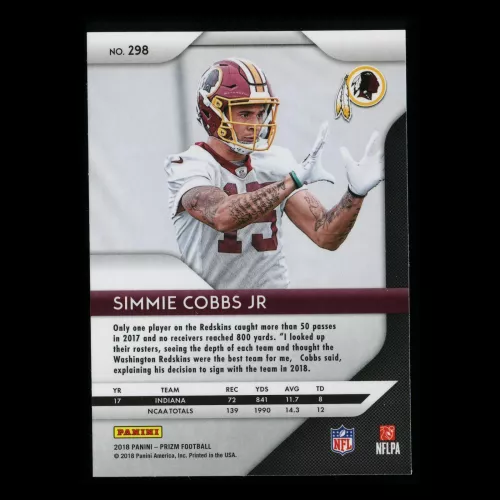 Simmie Cobbs Jr. RC 2018 Prizm Rookie Redskins