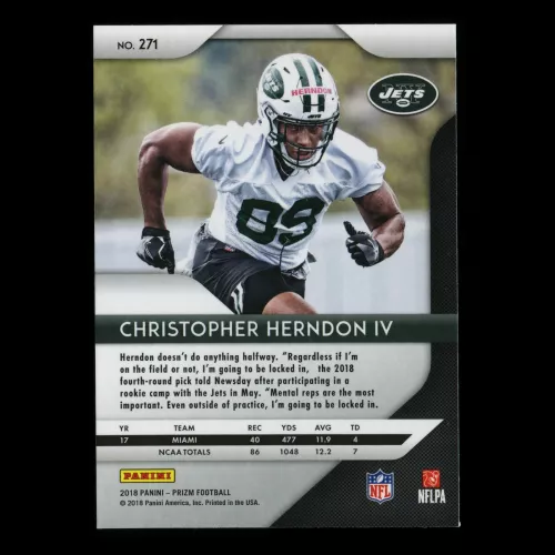 Christopher Herndon IV RC 2018 Prizm Rookie Jets