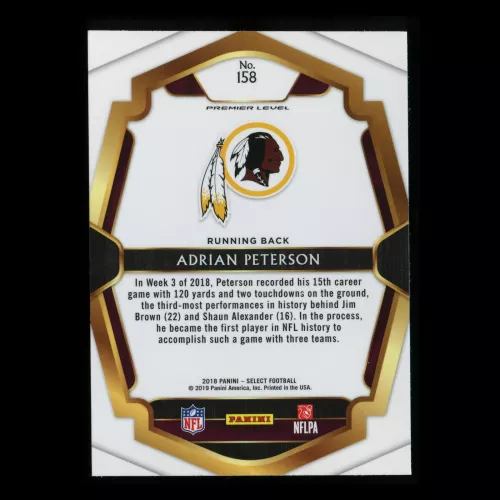 Adrian Peterson 2018 Select Premier Level Redskins