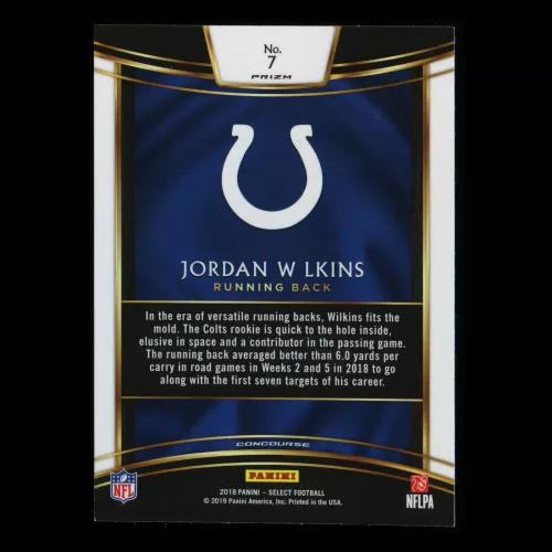 Jordan Wilkins RC 2018 Select Silver Rookie Colts