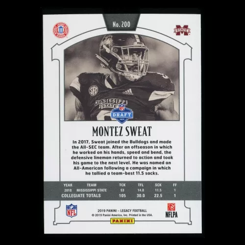 Montez Sweat RC 2019 Legacy Rookie Bulldogs/Redskins