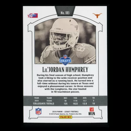 Lil'Jordan Humphrey RC 2019 Legacy Rookie Longhorns/Saints