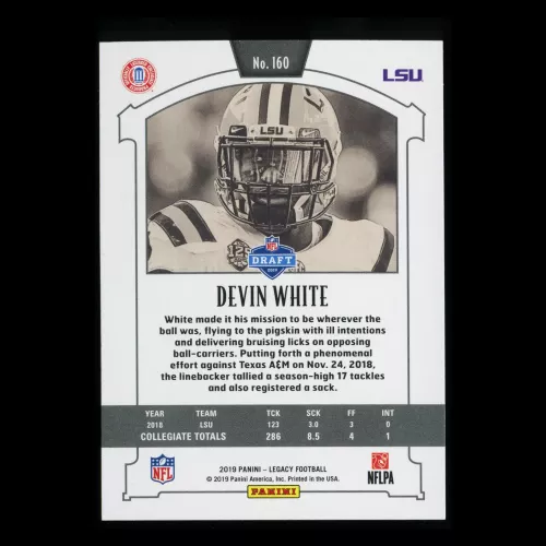 Devin White RC 2019 Legacy Rookie Tigers/Buccaneers