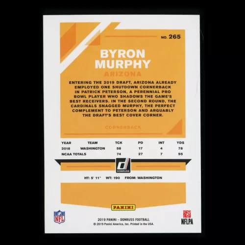 Byron Murphy RC 2019 Donruss Rookie Cardinals