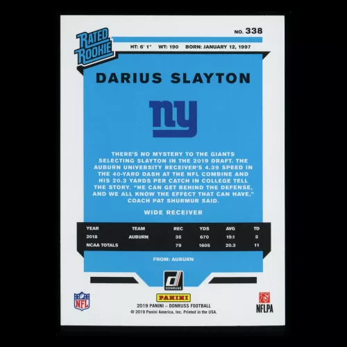 Darius Slayton RR 2019 Donruss Rated Rookie Giants