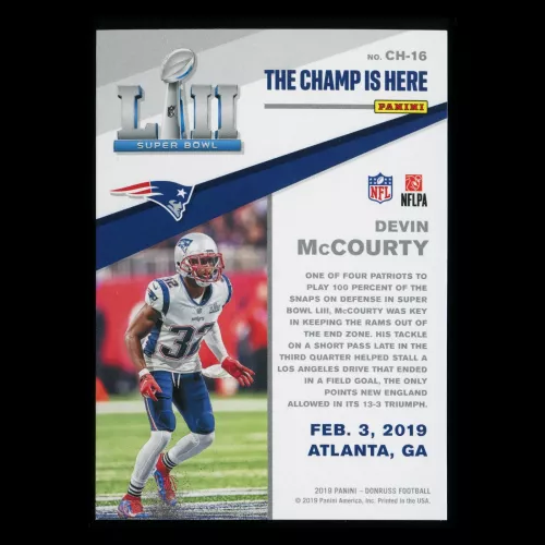 Devin McCourty 2019 Donruss The Champ Is Here Patriots