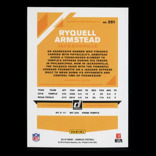 Ryquell Armstead RC 2019 Donruss Rookie Jaguars
