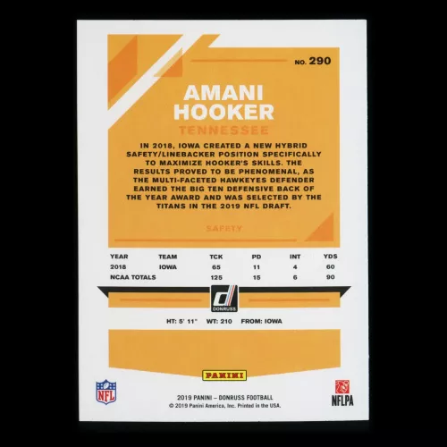 Amani Hooker RC 2019 Donruss Rookie Titans