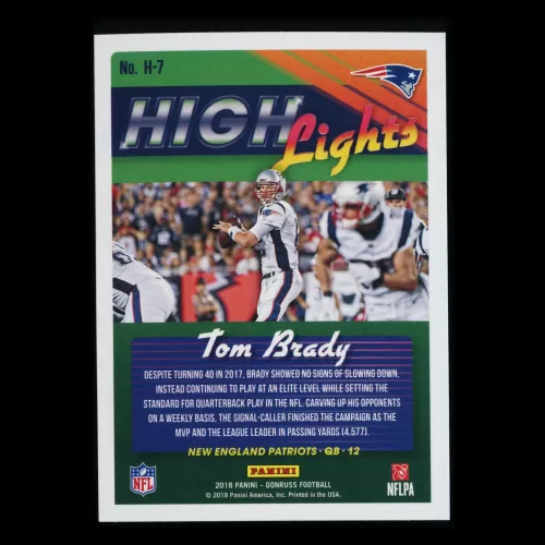Tom Brady 2018 Donruss High Lights Patriots