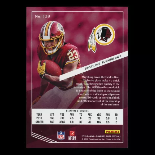 Bryce Love RC 2019 Elite Rookie Redskins 460/699