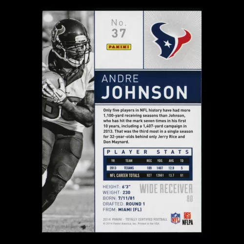 Andre Johnson 2014 Totally Certified Texans