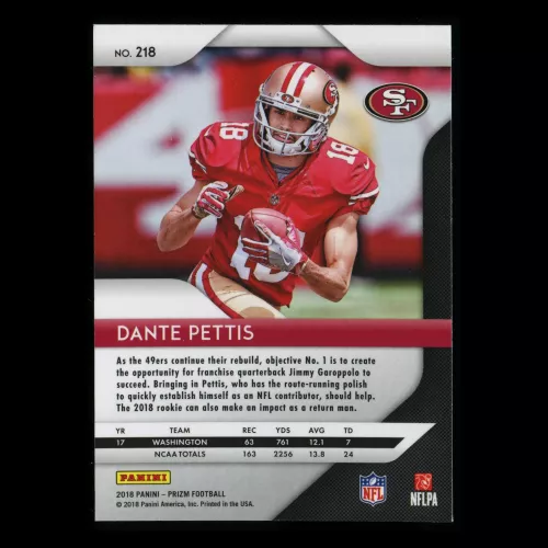 Dante Pettis RC 2018 Prizm Rookie 49ers