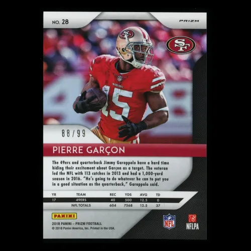 Pierre Garcon 2018 Prizm Blue Scope 49ers 88/99