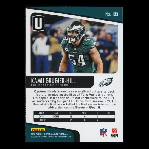 Kamu Grugier-Hill RC 2019 Unparalleled Rookie Eagles