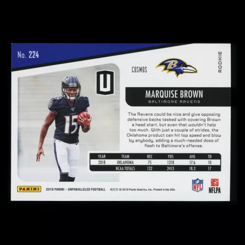 Marquise Brown RC 2019 Unparalleled Cosmos Rookie Ravens