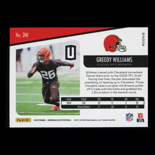 Greedy Williams RC 2019 Unparalleled Rookie Browns