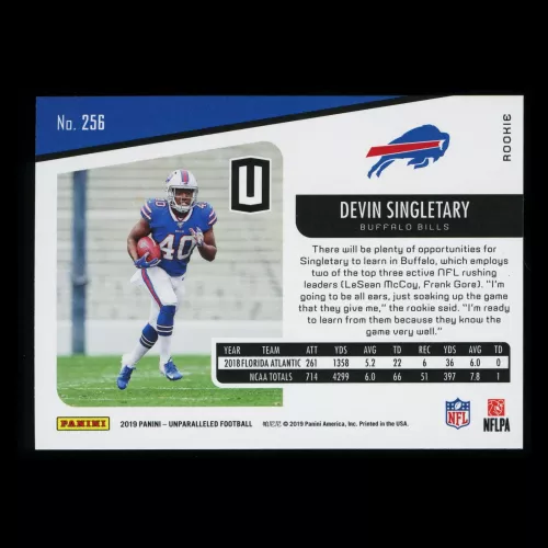 Devin Singletary RC 2019 Unparalleled Rookie Bills