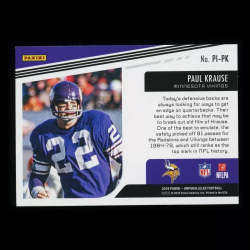 Paul Krause 2019 Unparalleled Pioneers Vikings
