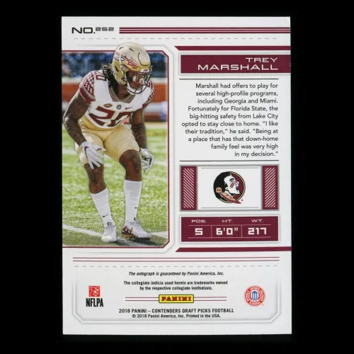 Trey Marshall RC 2018 Contenders Draft Picks Rookie Auto Seinoles/Broncos