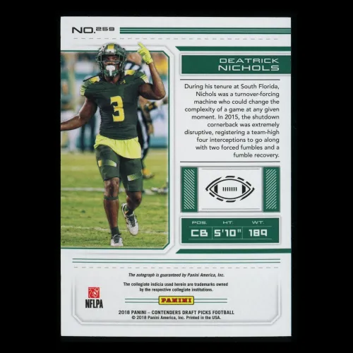 DeAtrick Nichols RC 2018 Contenders Draft Picks Rookie Auto Bulls | Blue Bombers