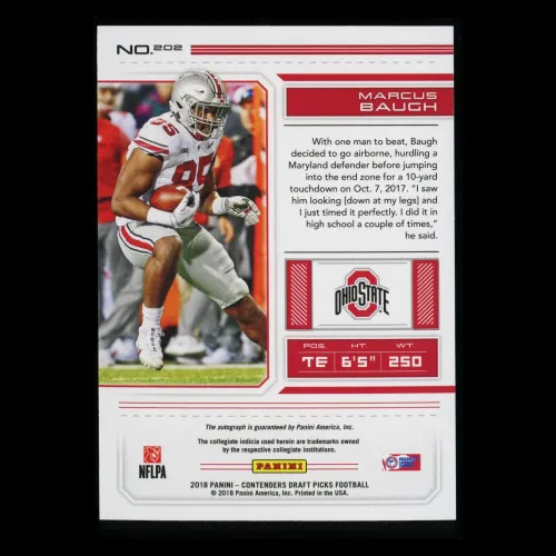 Marcus Baugh RC 2018 Contenders Draft Picks Rookie Auto Buckeyes/Redskins