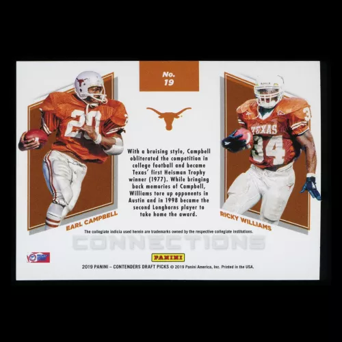 Earl Campbell | Ricky Williams 2019 Contender Draft Picks Connections Longhorns
