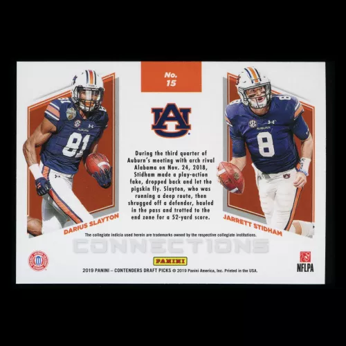 Darius Slayton | Jarrett Stidham 2019 Contender Draft Picks Connections Tigers