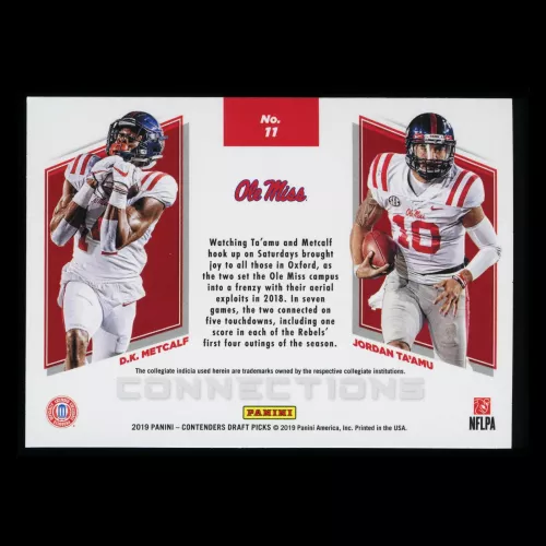 D.K. Metcalf | Jordan Ta'Amu 2019 Contender Draft Picks Connections Rebels