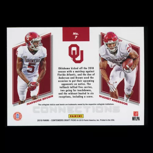 Marquise Brown | Rodney Anderson 2019 Contender Draft Picks Connections Sooners