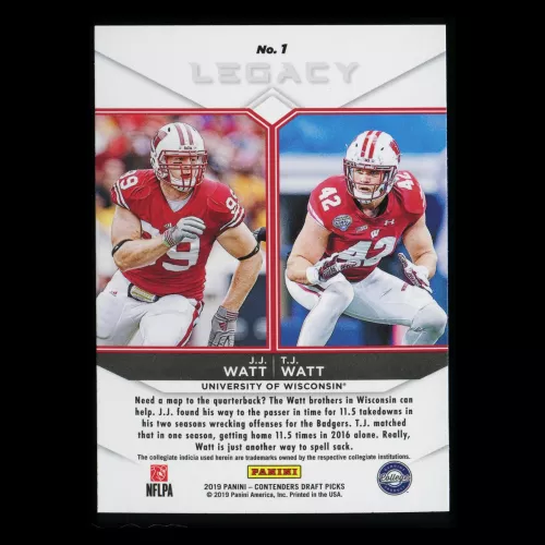 J.J. Watt | T.J. Watt 2019 Contenders Draft Picks Legacy Badgers