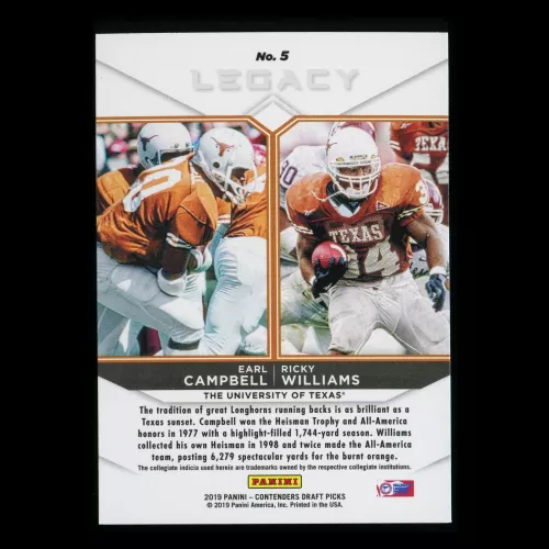 Earl Campbell | Ricky Williams 2019 Contenders Draft Picks Legacy Longhorns