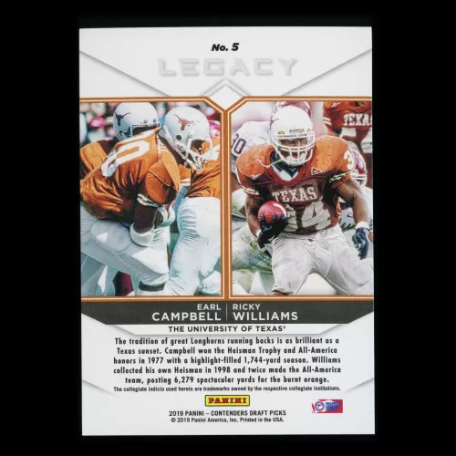 Earl Campbell | Ricky Williams 2019 Contenders Draft Picks Legacy Longhorns