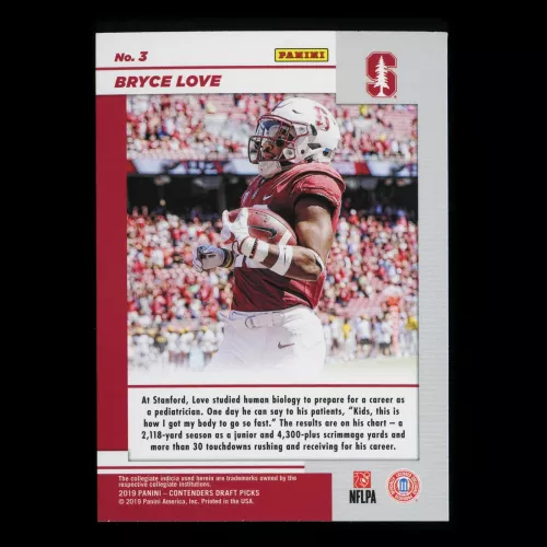 Bryce Love 2019 Contender Draft Picks Game Day Ticket Cardinal
